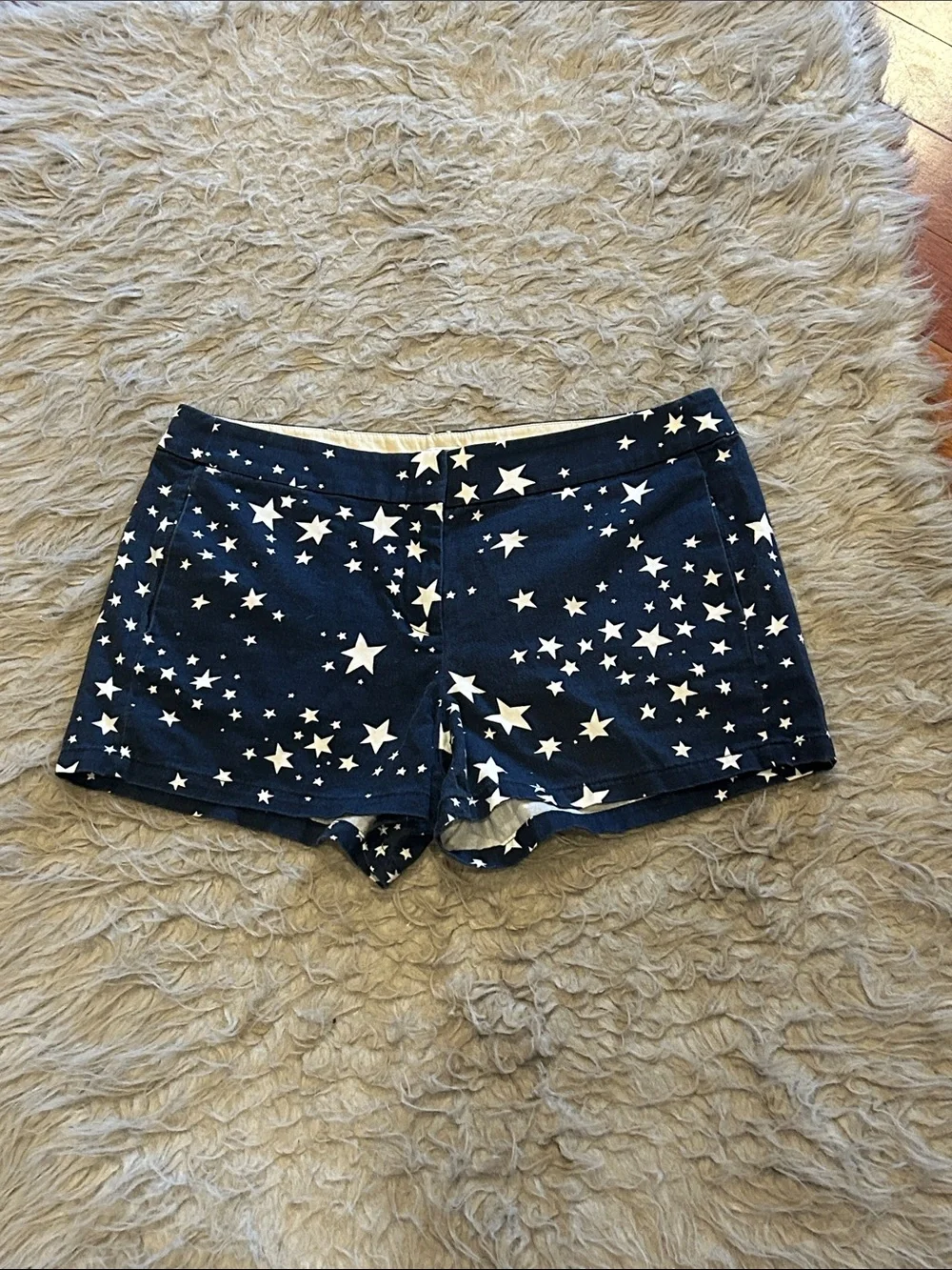 Jcrew Women’s Navy Star Print Cotton Chino Shorts